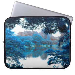Blauwe kleur is cool, unieke natuur, meer laptop sleeve