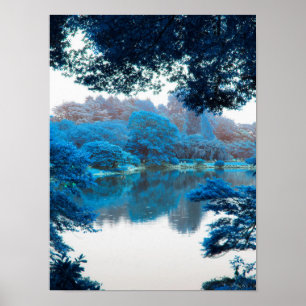 Blauwe kleur is cool, unieke natuur, meer poster