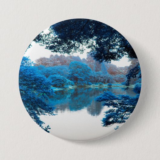 Blauwe kleur is cool, unieke natuur, meer ronde button 7,6 cm (Voorkant)