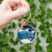 Blauwe kleur is cool, unieke natuur, meer sleutelhanger (Hand)