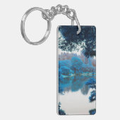 Blauwe kleur is cool, unieke natuur, meer sleutelhanger (Voorkant Links)