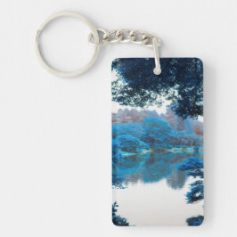 Blauwe kleur is cool, unieke natuur, meer sleutelhanger