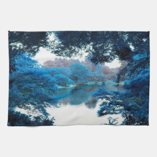 Blauwe kleur is cool, unieke natuur, meer theedoek