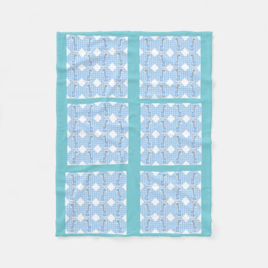 Blauwe kleur Kiep Giraffes Ontwerpknuppel Fleece Deken (Voorkant)