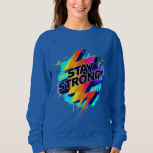 Blauwe kleur klassieke T-shirt, "Blijf Sterk" Trui