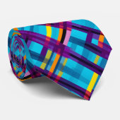 Blauwe kleur Madras Plaid Patroon Stropdas (Opgerold)