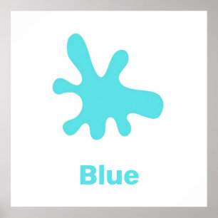 Blauwe kleur met woorden poster