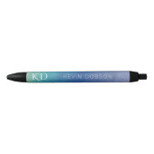 Blauwe Kleur Monogram en Eenvoudige Naam Zwarte Inkt Pen (Voorkant)