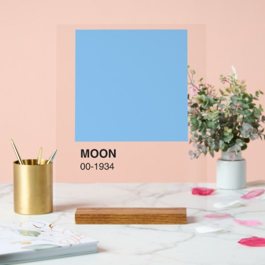 Blauwe kleur Moon Song - Heldere achtergrond Acryl Bord (Huwelijk)