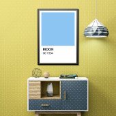Blauwe kleur Moon Song - White Border Perfect Poster