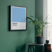Blauwe kleur Moon Song - White Border Perfect Poster