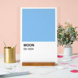 Blauwe kleur Moon Song - Witte achtergrond Acryl Bord