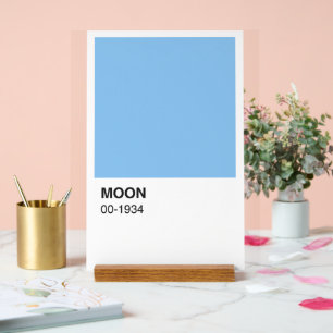 Blauwe kleur Moon Song - Witte achtergrond Acryl Bord