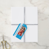Blauwe Kleur Pop Aangepaste Foto Labels Cadeaulabel (Met Touw)