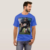 Blauwe kleur print t-shirt Katoen kwaliteit ontwer (Voorkant volledig)