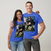 Blauwe kleur print t-shirt Katoen kwaliteit ontwer (Unisex)