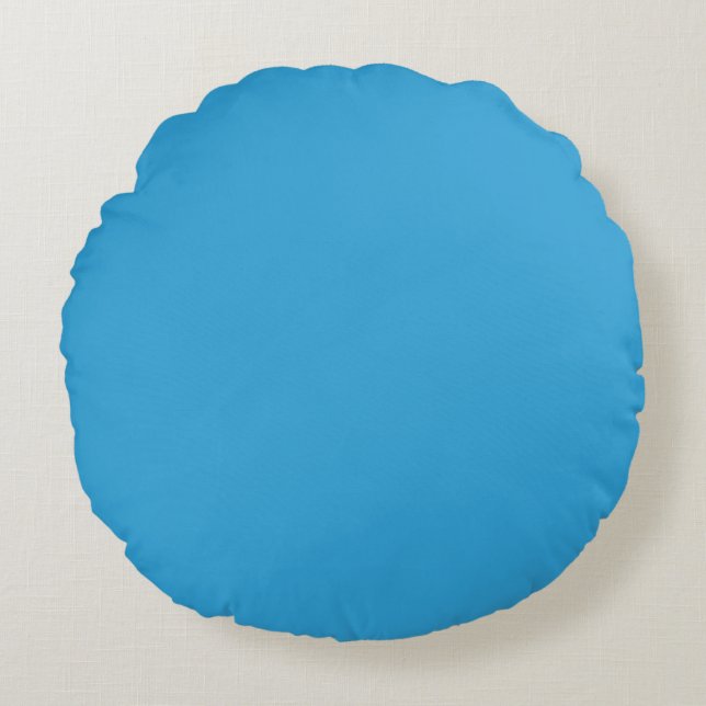 Blauwe Kleur Rond Kussen (Voorkant)