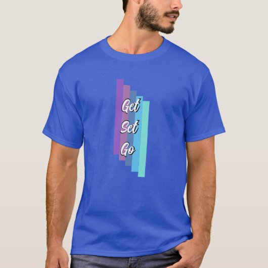 Blauwe kleur t-shirt met cool design activeware (Voorkant)