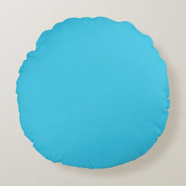Blauwe kleur Turquoise Rond Kussen (Voorkant)