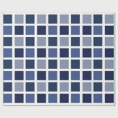 Blauwe Kleur Vierkanten Geruit Cadeaupapier (Vlak)