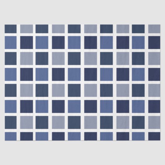 Blauwe Kleur Vierkanten Geruit Tissuepapier (Voorkant)