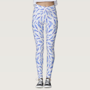 Blauwe kleur vogelveren leggings