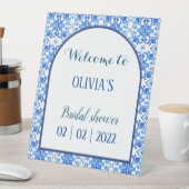 Blauwe kleur welkom teken reclamebord met voetstuk (Insitu)