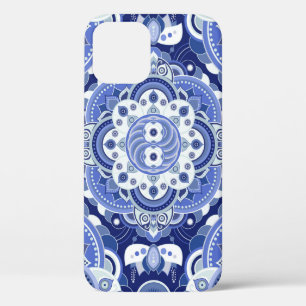 Blauwe kleuren geometrisch patroon. Lichte india Case-Mate iPhone Case