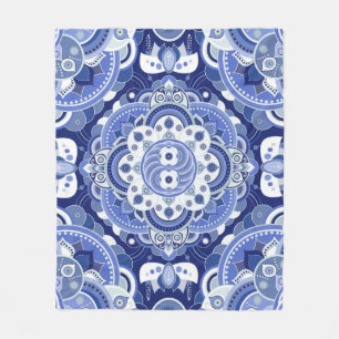Blauwe kleuren  geometrisch patroon. Lichte india Fleece Deken