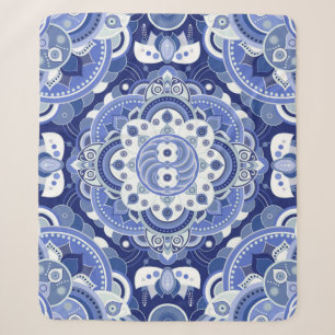 Blauwe kleuren  geometrisch patroon. Lichte india Sherpa Deken