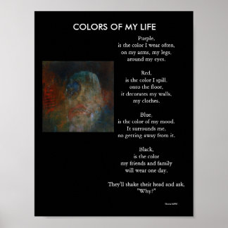 blauwe kleuren, Paars, is de kleur die ik draag he Poster