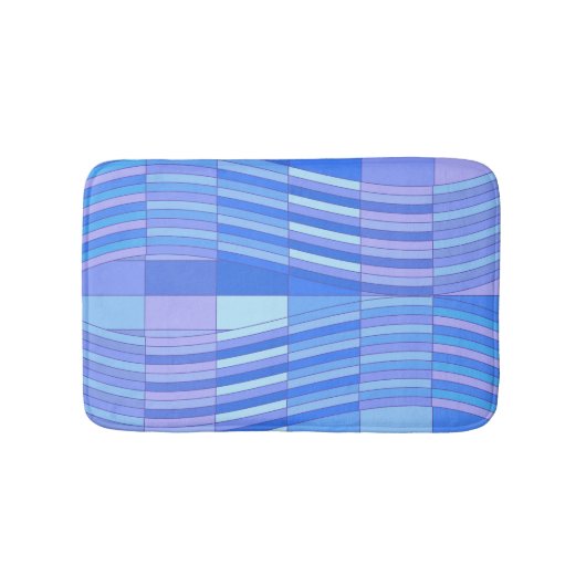 Blauwe kleuren, rode rechthoeken badmat (Voorkant)