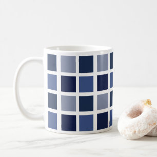 Blauwe Kleuren Vierkante Geruite Koffiemok