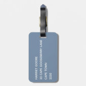 Blauwe kleurnaam voor kraanblauw bagagelabel (Achterkant verticaal)