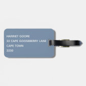 Blauwe kleurnaam voor kraanblauw bagagelabel (Achterkant horizontaal)