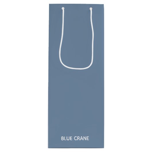 Blauwe kleurnaam voor kraanblauw wijn cadeautas (Voorkant)