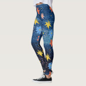Blauwe kleurrijke bloem Abstract Leggings (Links)