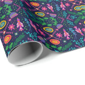 Blauwe Kleurrijke Boho/Landpatroon Gift Cadeaupapier (Rol Hoek)