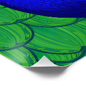 Blauwe kleurrijke pauw perfect poster (Hoek)