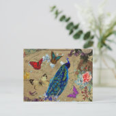  blauwe, kleurrijke peacock Cute Butterfly Briefkaart (Staand voorkant)