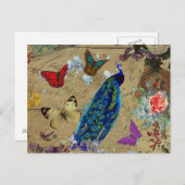 blauwe, kleurrijke peacock Cute Butterfly Briefkaart (Voorkant / Achterkant)