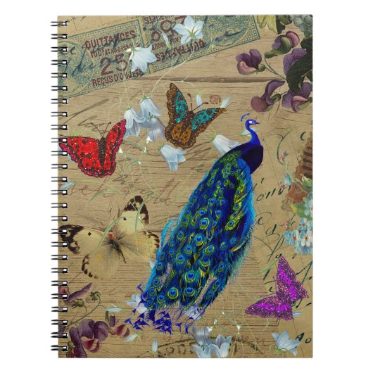 blauwe, kleurrijke peacock Cute Butterfly Notitieboek (Voorkant)