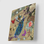  blauwe, kleurrijke peacock Cute Butterfly Vierkante Klok (Hoek)