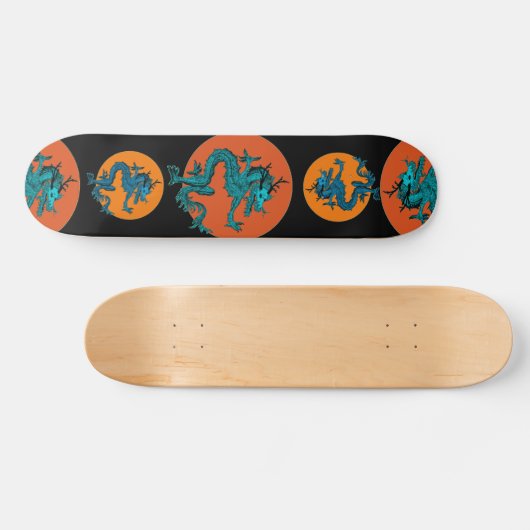 Blauwe Kleurrijke Traditionele Chinese Draak in Ma Persoonlijk Skateboard (Horizontaal)