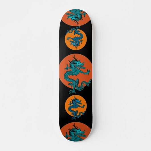 Blauwe Kleurrijke Traditionele Chinese Draak in Ma Persoonlijk Skateboard (Voorkant)