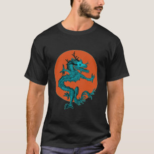 Blauwe Kleurrijke Traditionele Chinese Draak in Ma T-shirt