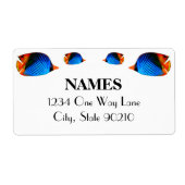 Blauwe kleurrijke vis etiket (Voorkant)