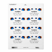 Blauwe kleurrijke vis etiket (Full Sheet)