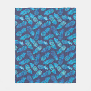 Blauwe kleurstof anananas fleece deken