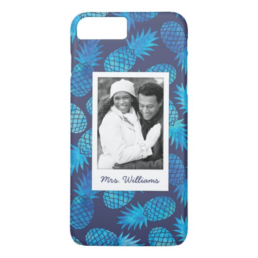 Blauwe kleurstof anananas | Foto en naam toevoegen Case-Mate iPhone Case (Achterkant)